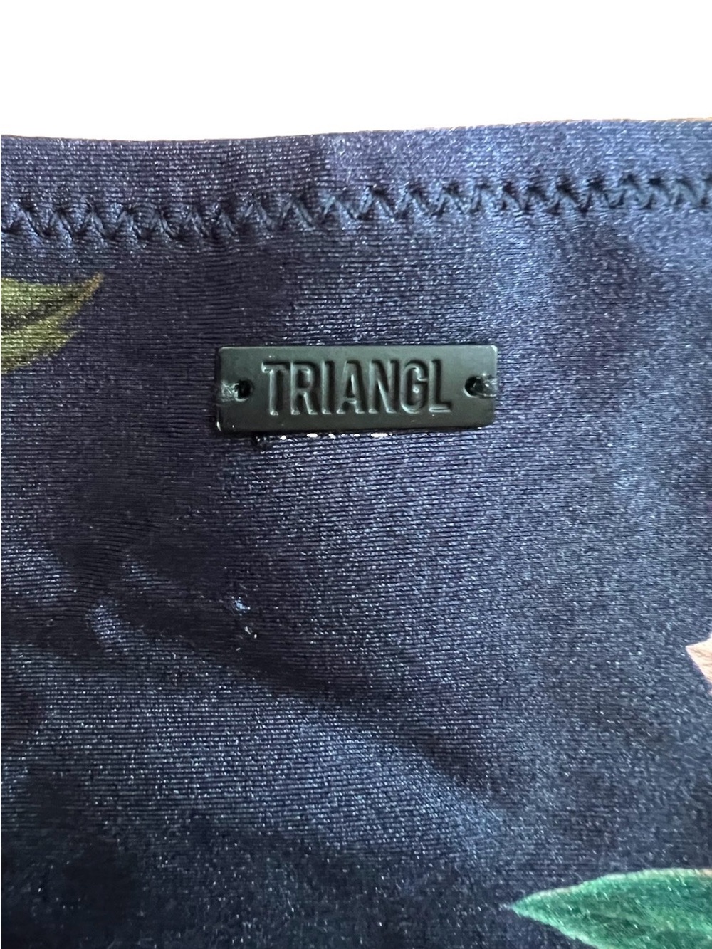 Triangl Women’s Navy Blue Peach Floral Neoprene Cheeky Bikini Bottoms Size L - Picture 3 of 7